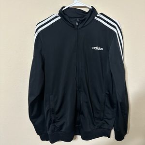 Adidas black track jacket with white stripes